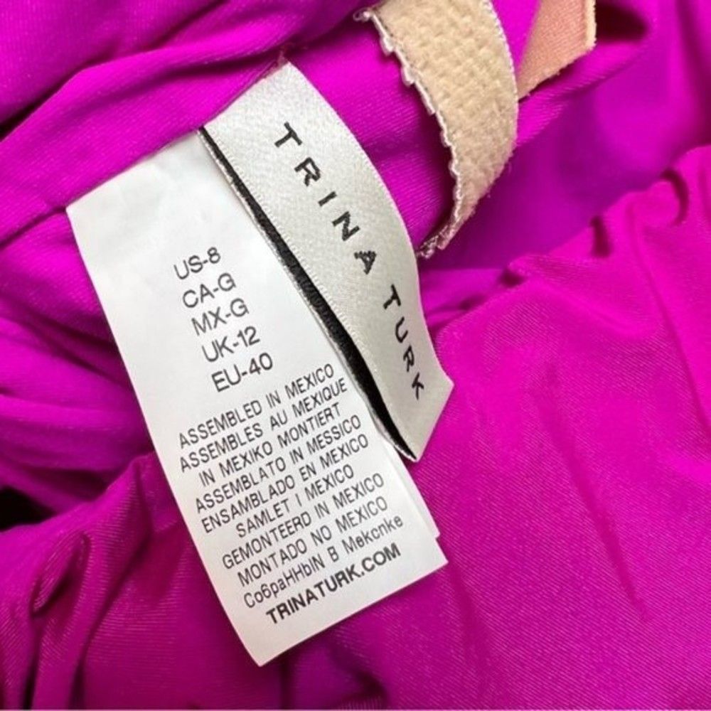 SOLD Trina Turk Pink Monaco Solids Off The Shoulder Ruffle One Piece Swimsuit - Picture 7 of 15